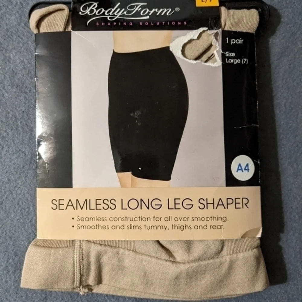 NEW seamless long leg shaper smoothing beige tan‎ size large Body Form